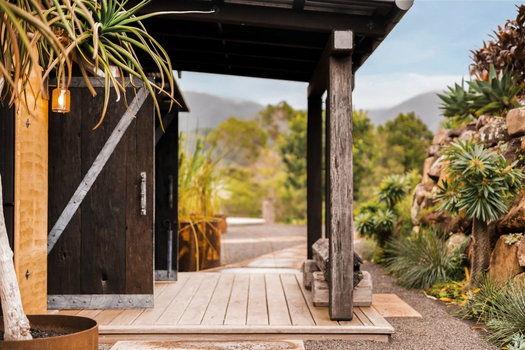 Rammed-earth interior